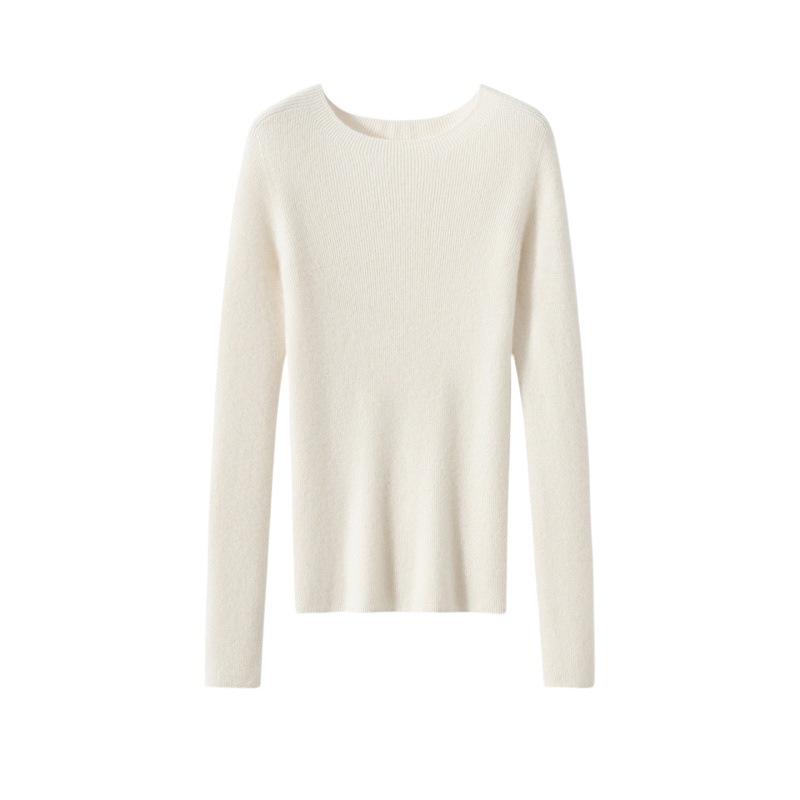 Damen Pullover aus 100% reinem Kaschmir, schmale Passform, Rundhalsausschnitt, Herbst/Winter 2025 Kollektion.