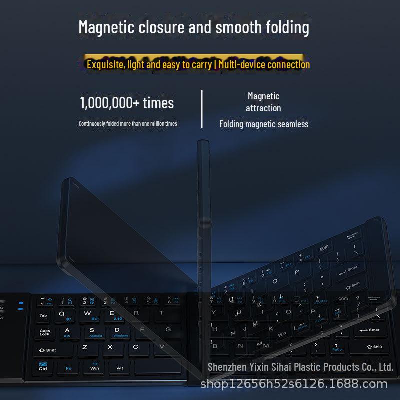 Compact Tri-Mode Bluetooth & 2.4G Foldable Keyboard and Mouse Set with Type-C Charging for Tablets