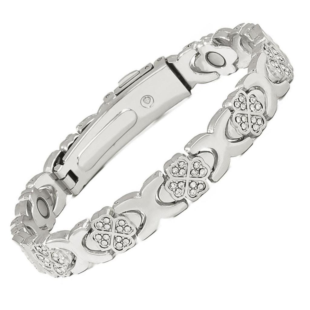 Eco-friendly European & American Fashion Detachable Magnetic Stone Bracelet with Diamond Inlays; Adjustable Women's Alloy Bangle.