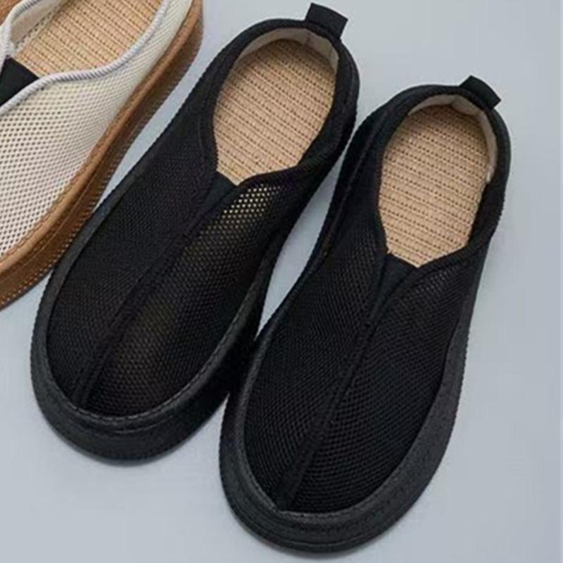 

Fashion Breathable Mesh Flat Platform Sandals Women Lightweight Non-slip Casual Shoes Summer Concise Comfortable Soft Bottom Beach Shoes 36 чёрный