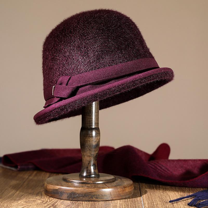 High-end Middle-aged Elderly Velvet Warm Hat, Female Mother Temperament Mink Top Hat, Autumn and Winter Basin Hat, Old Lady Hat