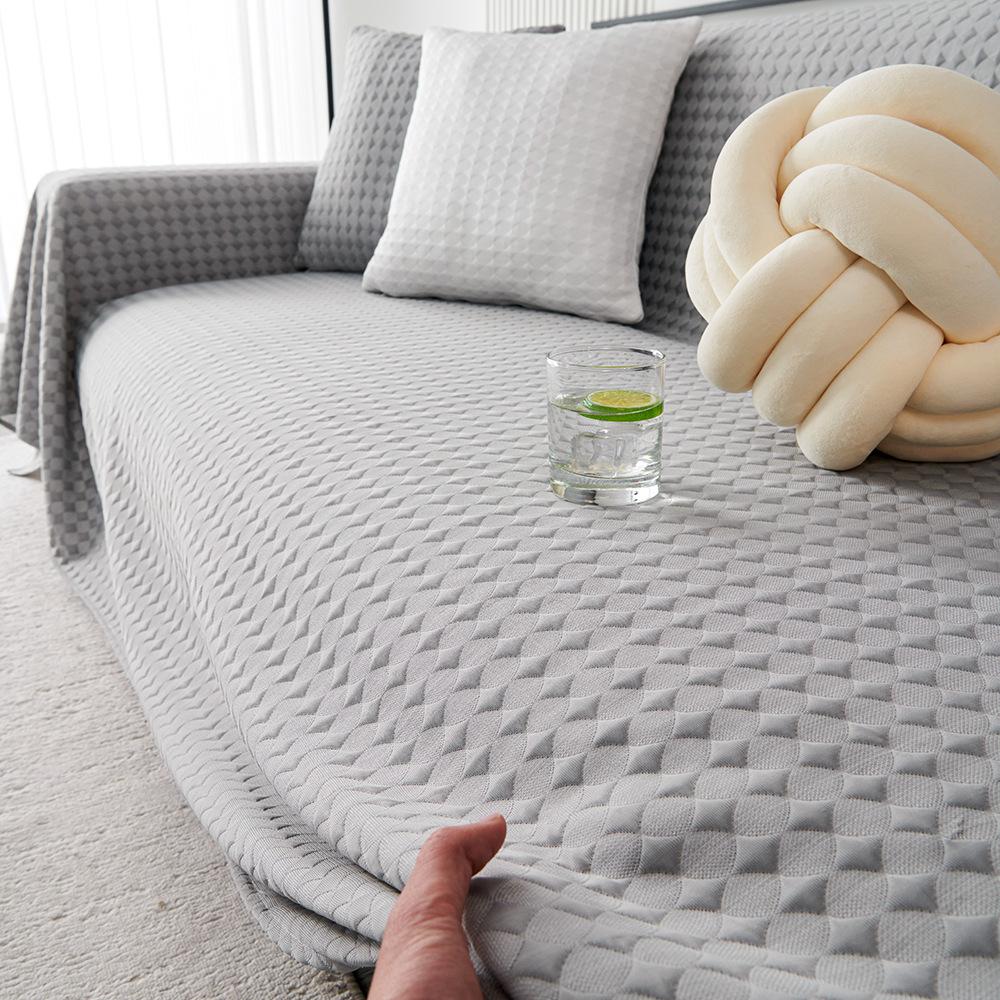 Summer Rhombus Cool Feeling Ice Silk Non-Slip Simple Machine Washable Anti-Scratching One-Piece Sofa Towel Universal Cover Towel
