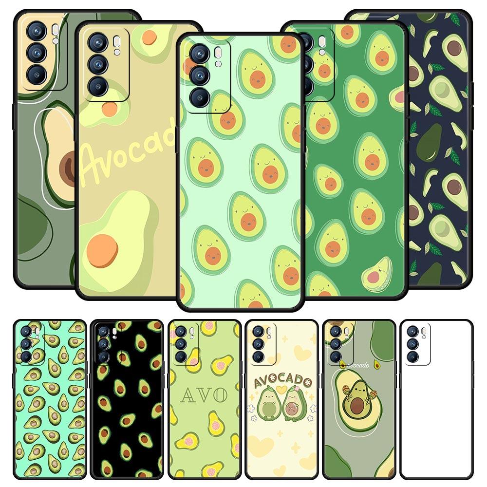 Cute Avocado Phone Case For Oppo Reno 13 12 11 10 7 F Find X5 X6 A98 A80 A79 A78 A57 A54 A31 A17 Pro 5G Soft TPU Cover Funda Bag