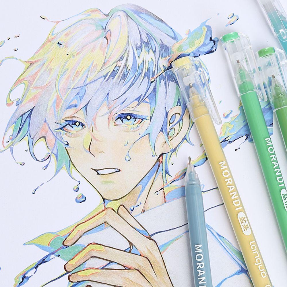Kawaii Vintage Morandi Gray Pens Set Multi Color Gel Ink Pens Marker Liner Ballpoint Pen School Office Stationery Gift Pen
