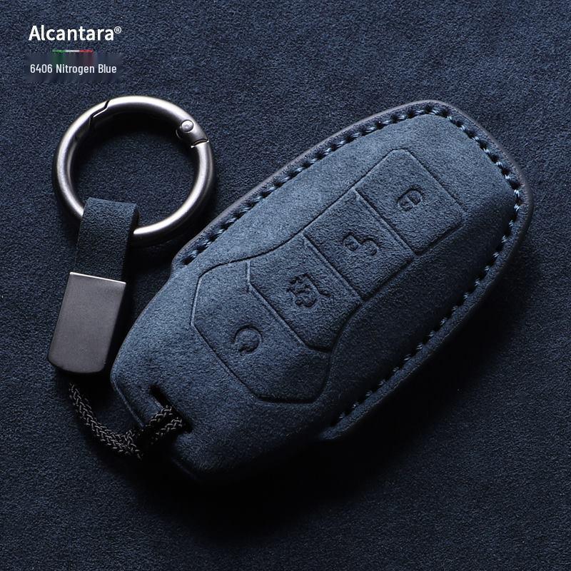 Full-Coverage Suede Key Case for BYD D9, N7, N8, and X with Side Snap Button