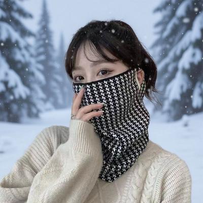 1-10PCS Korean Style Diamond Pattern Neck Warmer for Women Ear-Hanging Winter Scarf Multi-Functional Windproof Neck Gaiter