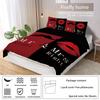 3-piece down duvet cover set with red and black lips and beard print (1 duvet cover+2 pillowcases, no core) couple's bedding set