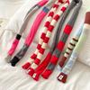 Color-Block Strickschal mit Rot-Weißem Streifen Langer Winter-Schal Damen Stilvolles Koreanisches Modeaccessoire
