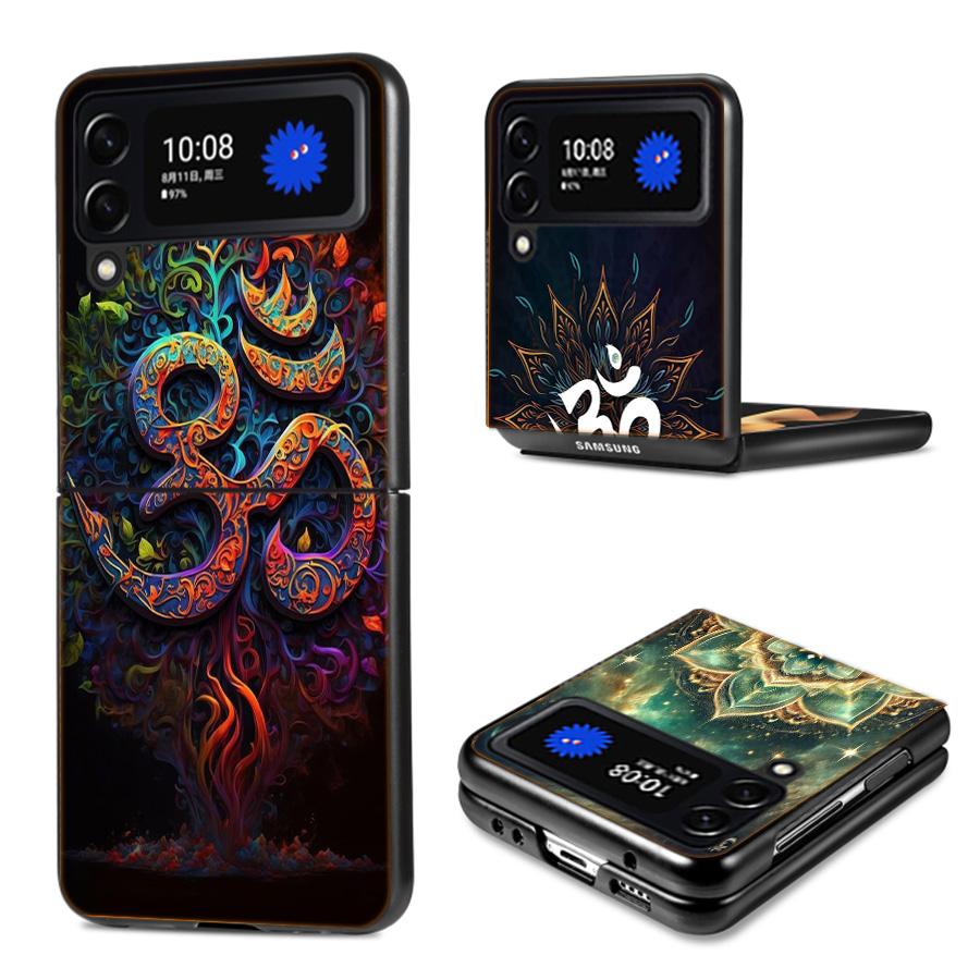 Om Symbol Meditation and Creativity Phone Case For Samsung Z Flip 7 6 5G Galaxy Z Flip4 Z Flip5 Z Flip3 Coque Black Hard PC Shel