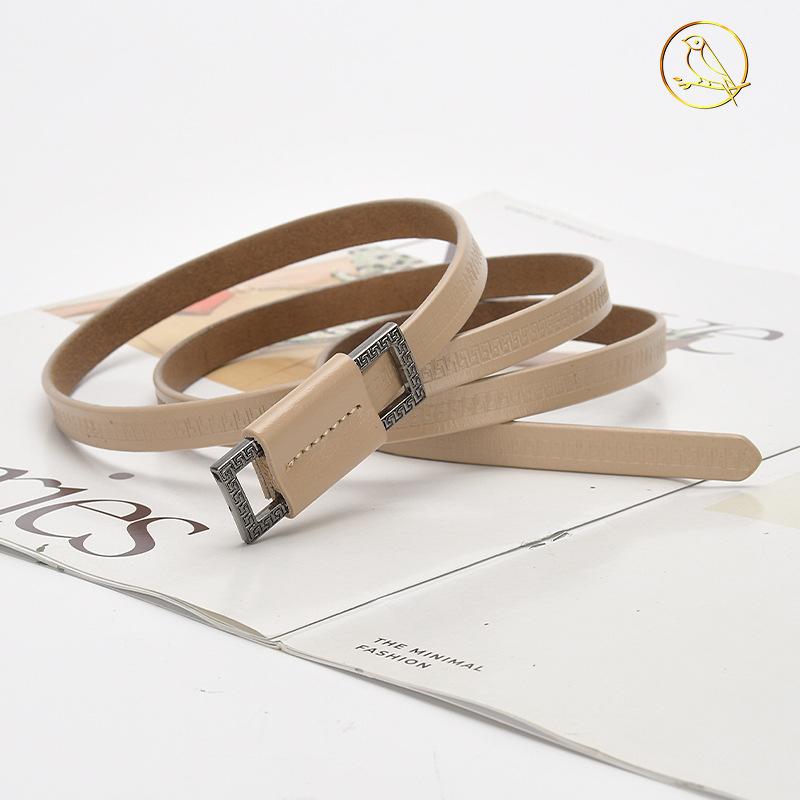 Leather Thin Belt Women'S Decorative Dress Waist Leather Knotted Belt Shirt Waist