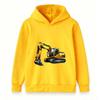 Kids Excavator Print Hoodie Casual Long Sleeve Pullover Sweatshirt for Boys Girls Construction Vehicle Pattern Tops