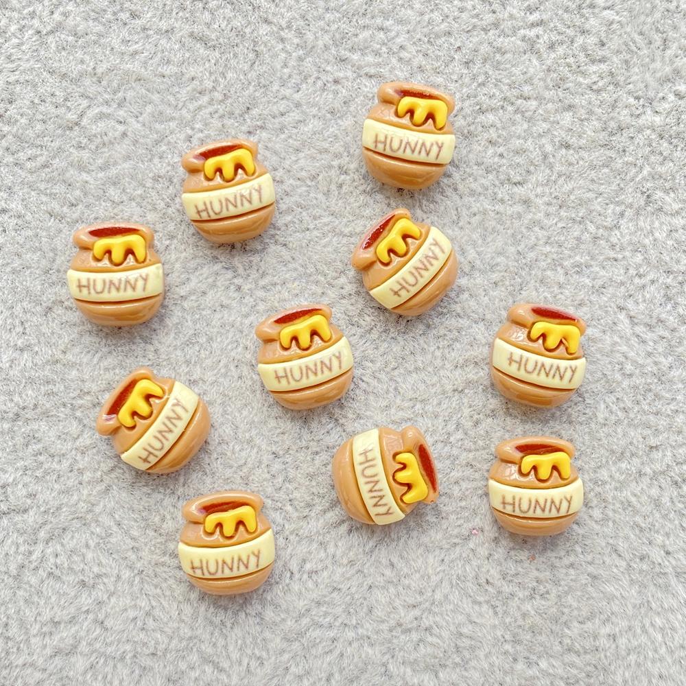 20Pcs Cute Mini cartoon bee and honey jar Nail Art Resin Designer Charms DIY Craft For Nail 3D Decorations Jewelry