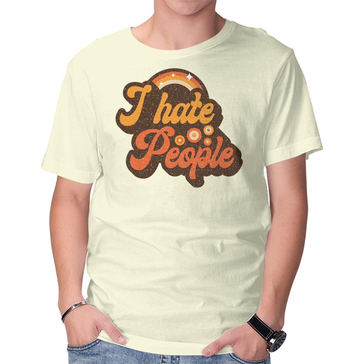 Unisex Crew Neck T-Shirt Hate People Graphic Short Sleeve Casual Tee XXL