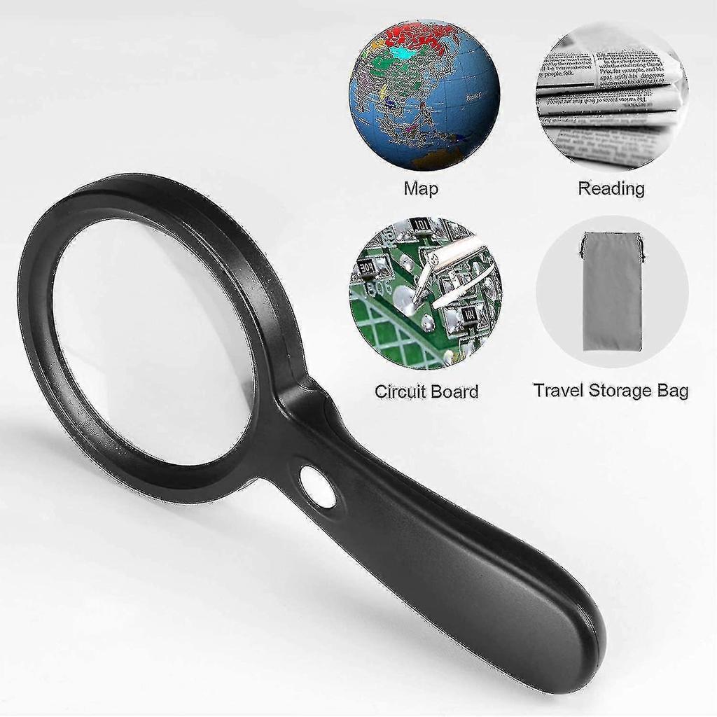 Magnifying Glass With Light, 10x Handheld Large Magnifying Glass 12 Led