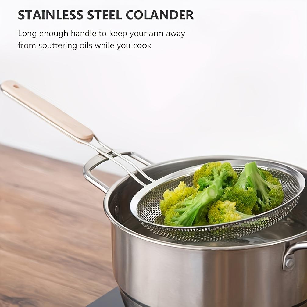 Stainless Steel Skimmer Ladle Deep Strainer Spoon Oil Filter Mesh Scoop Hot Pot Frying Skimmer Kitchen Tool