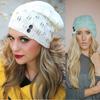 Knitted Woolen Hat Hollowed Out Leaves Lace Buttons Warm Hat Women Pullover Hat Fashionable Beret