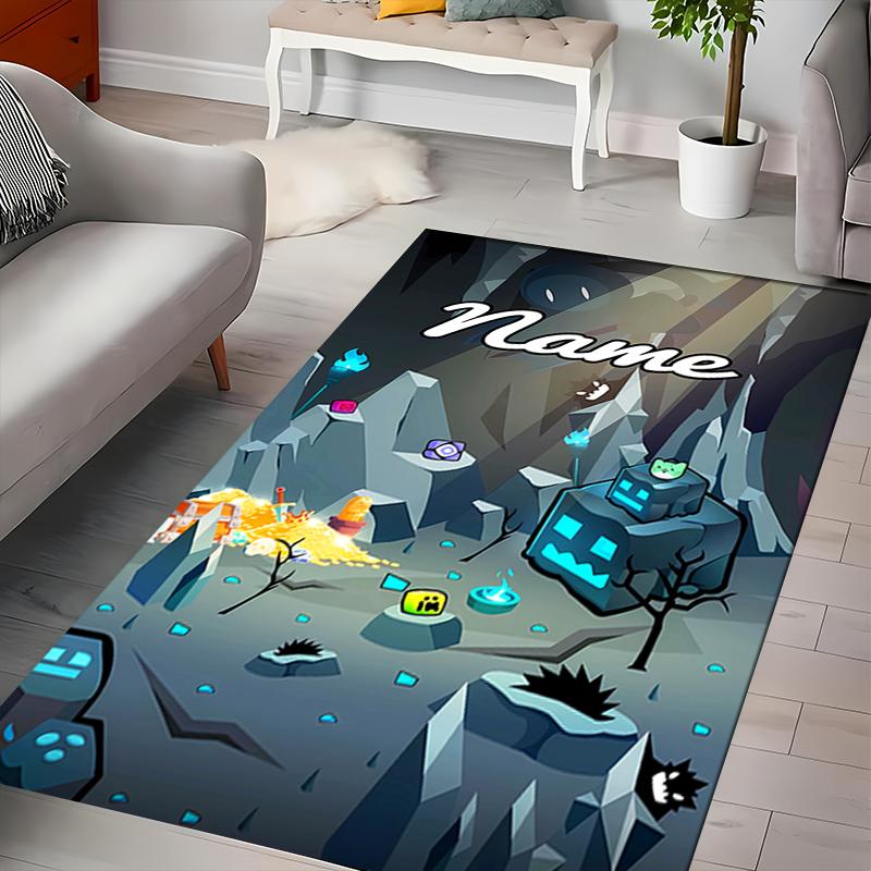 Custom personalization Geometry Dash Area Rug - Perfect For Kitchen, Bathroom,Laundry Room Decor Large Size Available,Gift All Seasons
