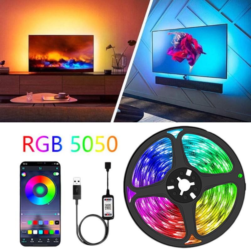 Backlights Tv Led 3m Rgb 5050 Colour Changing Strip Light Bluetooth Control Usb