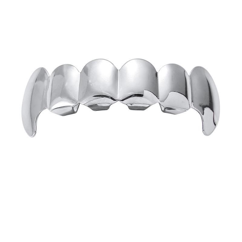 Gold Plated Shiny Canine Hip Hop Grillz Set - 6 Teeth Cool Jewelry