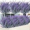Artificial Lavender Bouquet - Fake Flowers & Flocked Wheat Ear for Home Decor