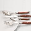 Tableware Set Option Wood Handle Korean Dinnerware Stainless Steel 6 Steak Knives 6 Forks 6 Spoon 6 Teaspoon High Quality Cutlery 24Pcs Laguiole