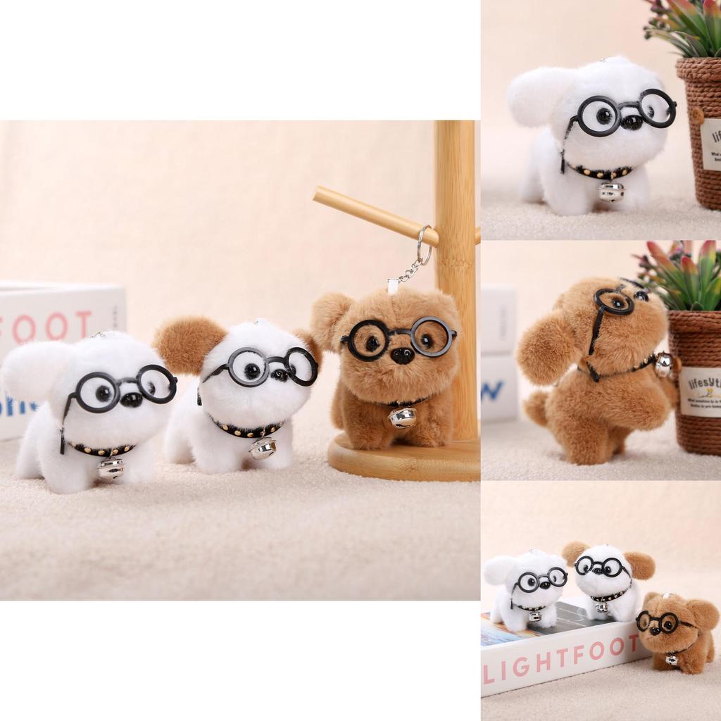Cute Animal Plush Dog Hang Tag With Short Pile Fabric For Bags