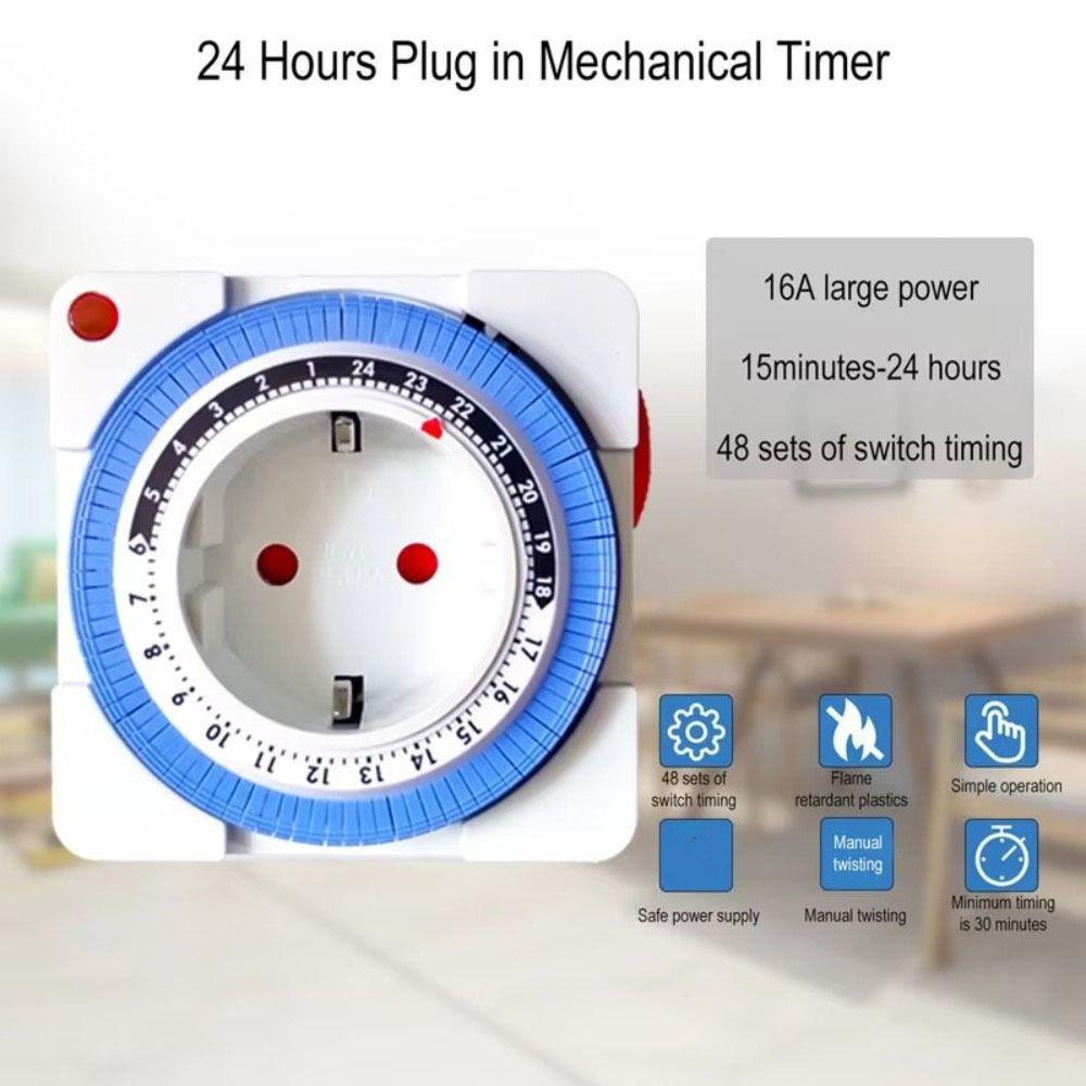 15 Minutes Intervals Timer Switch Socket 2/3-Pin Plug Mechanical Timer  Home Use
