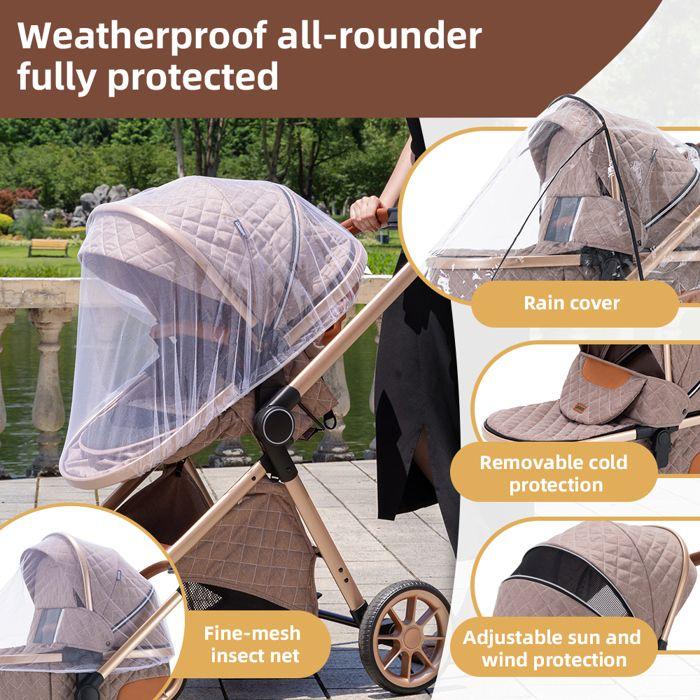 3-in-1 Baby Stroller with Bassinet and Car Seat – Combination Stroller with Large Basket New Model