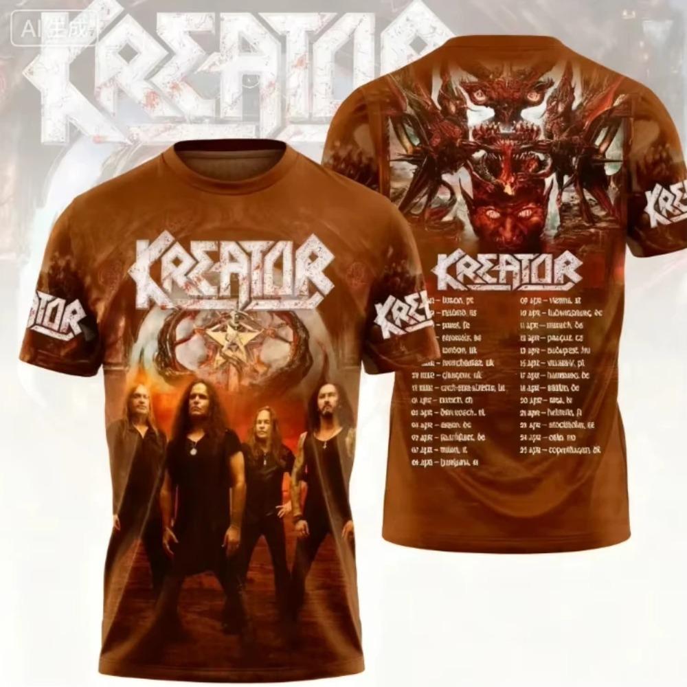 

New Vintage Kreator 3d Print T-shirt Men Women Fashion Street Plus size Sports Hip Hop Short Sleeve Tops Tees Kids Clothing y2k XXS