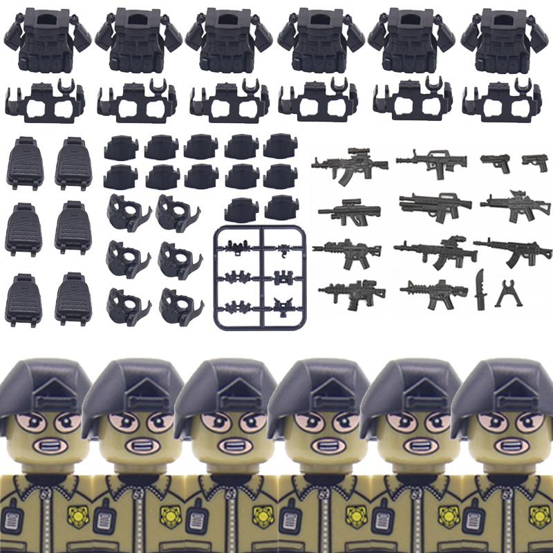 City SWAT Ghost Commando Figures Building Blocks Modern Police Special Forces UN Army Soldier Military Weapone Bricks Toys