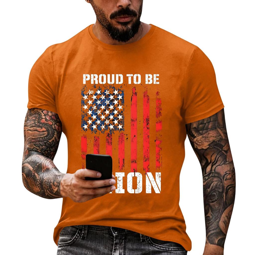 Men's Loose Fit Short Sleeve Casual T Shirt Labor Day Printed Graphic Tee Crew Neck Comfortable Top for Everyday Wear
