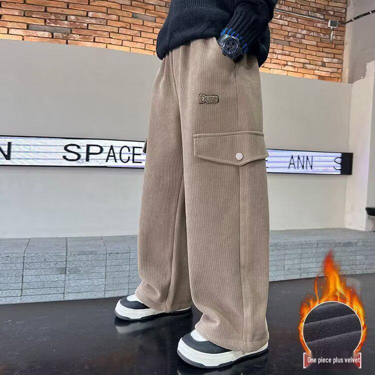 

Boys Corduroy Plus Velvet Sweatpants - Autumn/Winter 2025 Collection 150 cm хакі