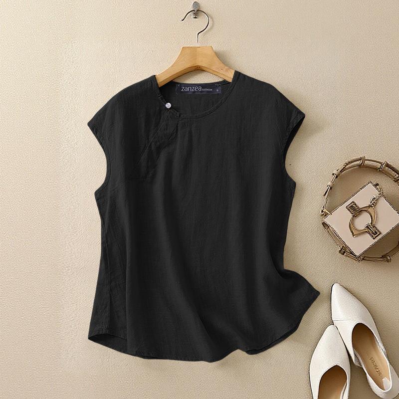 ZANZEA Women Casual Round Neck Summer Sleeveless Tank Tops