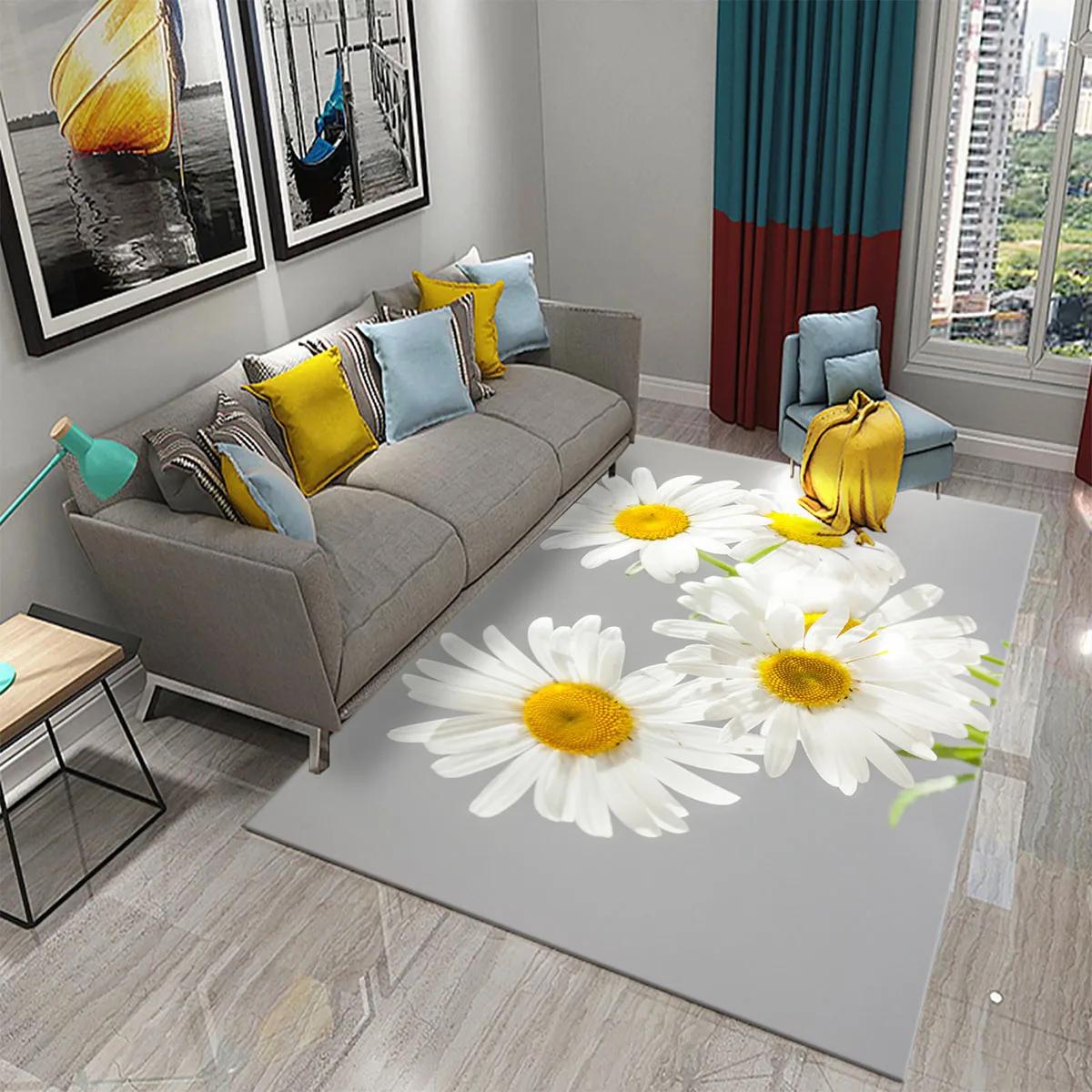 

Барвистий килим з ромашками для вітальні Великий килим для спальні Декор для вітальні Килимок для передпокою Килимки для входу у ванну Нековзкий килим 40x60cm 16x24 inch
