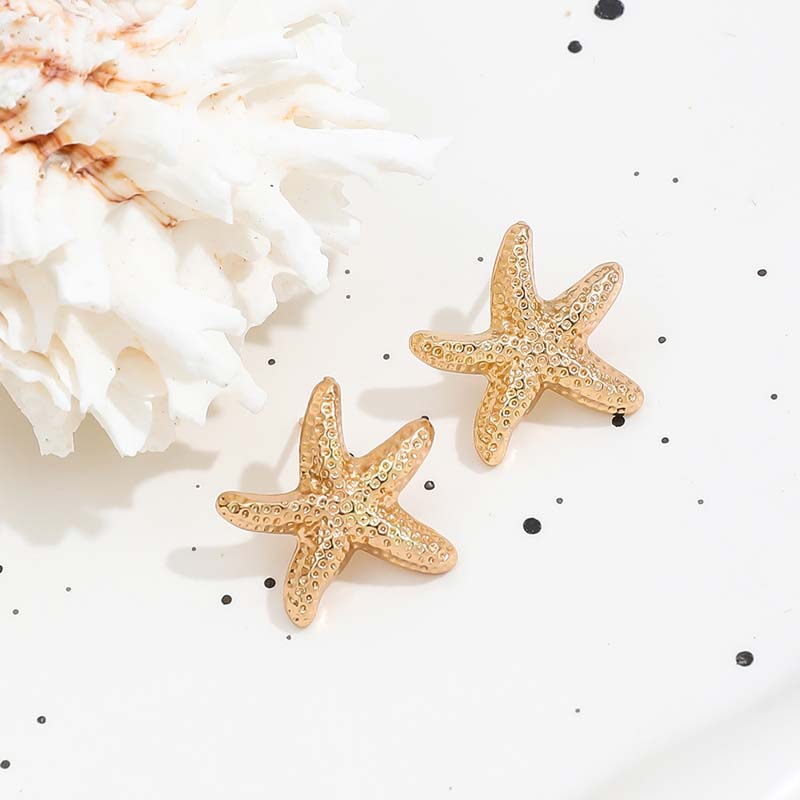 Punkowe Metalowe Kolczyki Sztyfty w Kształcie Rozgwiazdy Dla Kobiet Moda Złoty Kolor Gwiazda Geometryczne Temperamentne Kolczyki Lato Cyrkonia Prezent