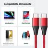 Chargeur Rapide USB-C 25W + Câble USB-C Nylon 1M pour Samsung Galaxy A26 A23 A24 A22 A02s A03s A04s A12 A13 A14