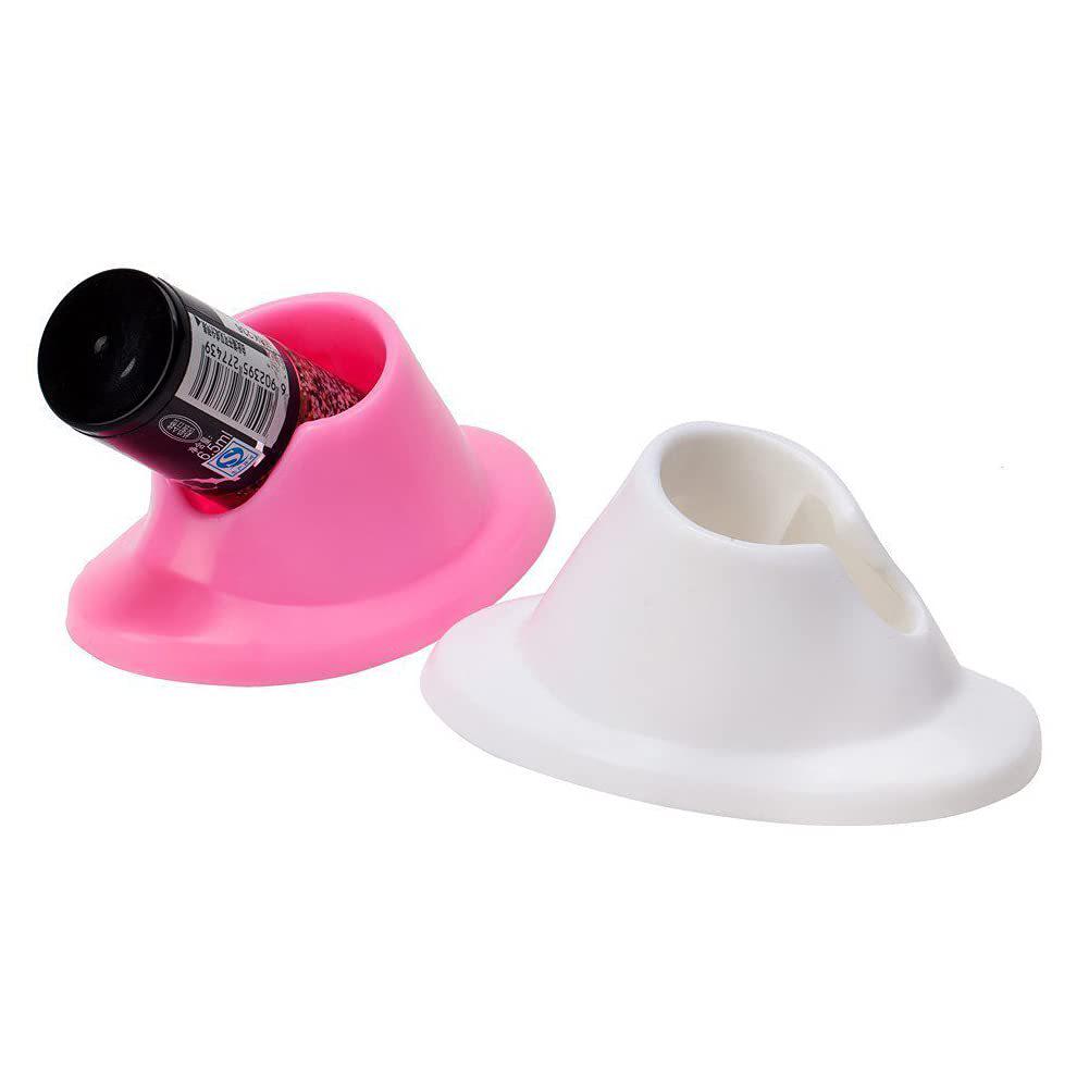 Nail Art Tools: Pink/White Nail Polish Holder & Bottle Base