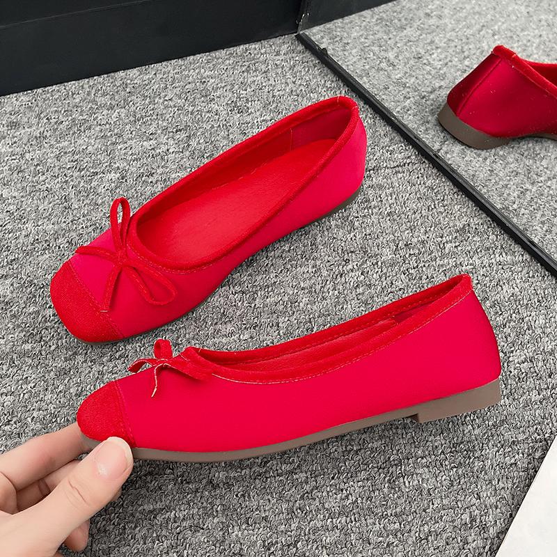 Square Ballet Shoes Women's 2025 New Sweet Flat Soft Bottom French Retro Leather Shallow Mouth Shoes Zapatillas Mujer