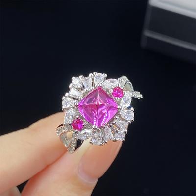 Luxury Red Corundum Sugar Tower Simulation Red Tourmaline Adjustable Ring Suitable For Women's Daily Party Fashion Jewelry