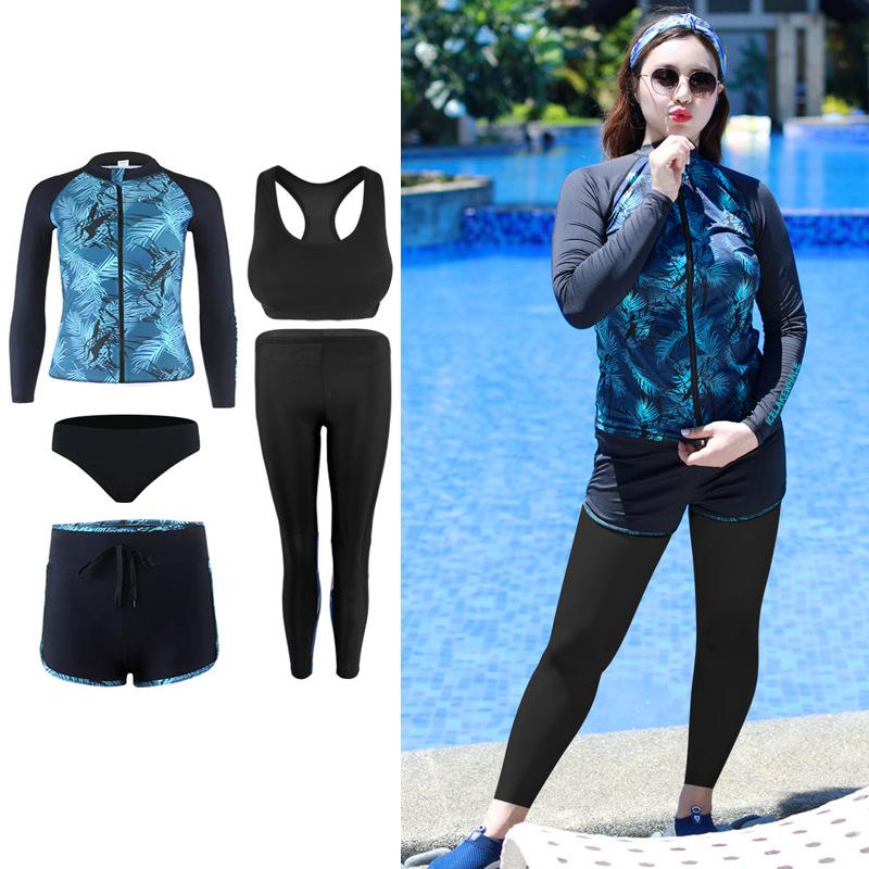Women s Plus Size Sun Protection Diving Suit - Long Sleeve, Slimming, Belly Cover, Long Pants, Jellyfish-Resistant Swimsuit 2XL