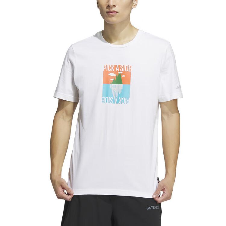 Adidas Round Neck Pullover Letter Print Short Sleeve T-Shirt Men Tops White IS0271