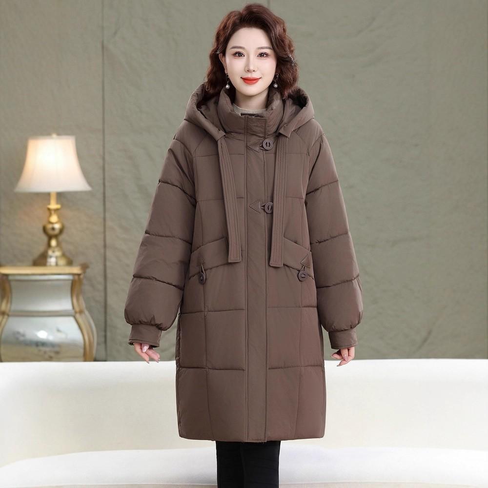 Mom winter padded jacket medium and long new middle-aged and elderly autumn and winter down padded jacket large size padded jacket women