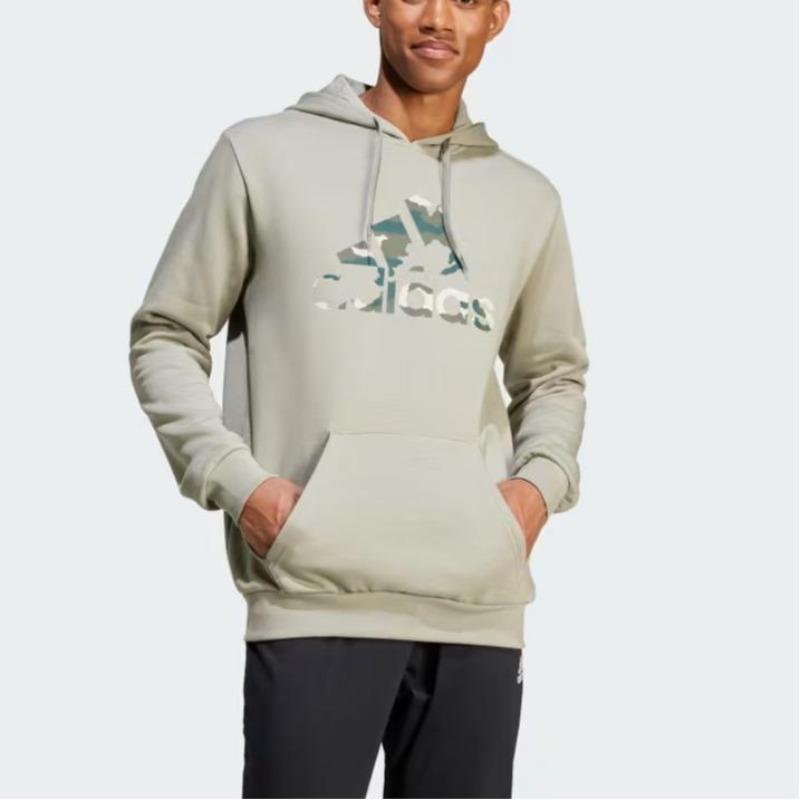 Adidas Camo Graphic Hoodie Silver Pebble Men Streetwear IY0740