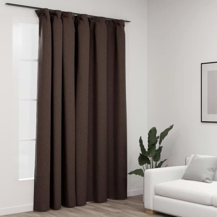 VidaXL Rideau occultant d'aspect de lin avec crochets Taupe 290x245 cm
