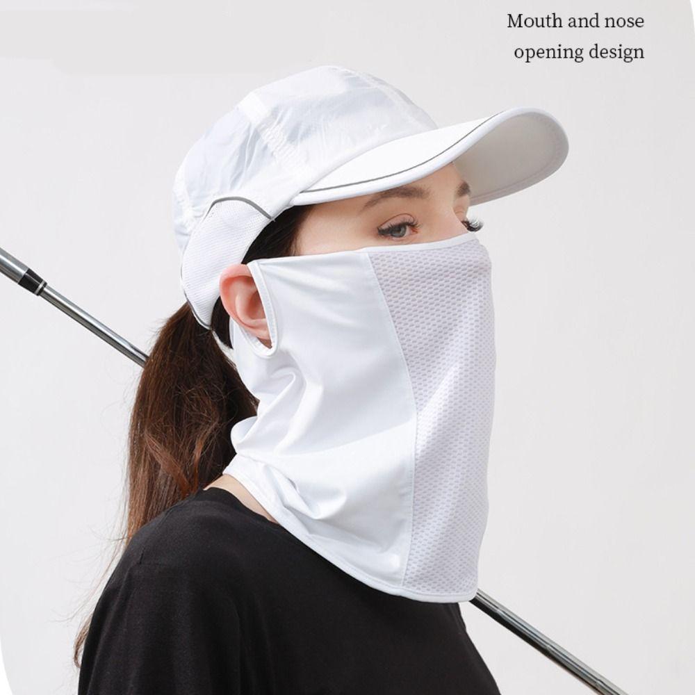 Solid Color Ice Silk Mask UV Protection Neck Wrap Cover Elastic Face Cover  Outdoor