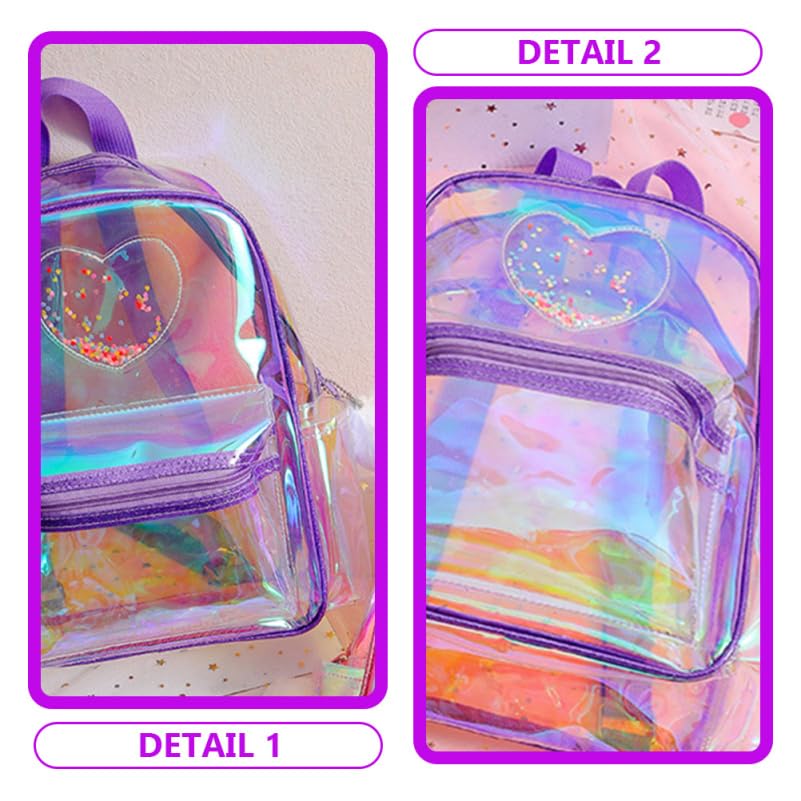 CALLARON Clear Heart PVC Transparent Backpack for x x Lightweight and Perfect for Field and Concerts Kids' Backpack, Pattern, Material, Girls, 4"