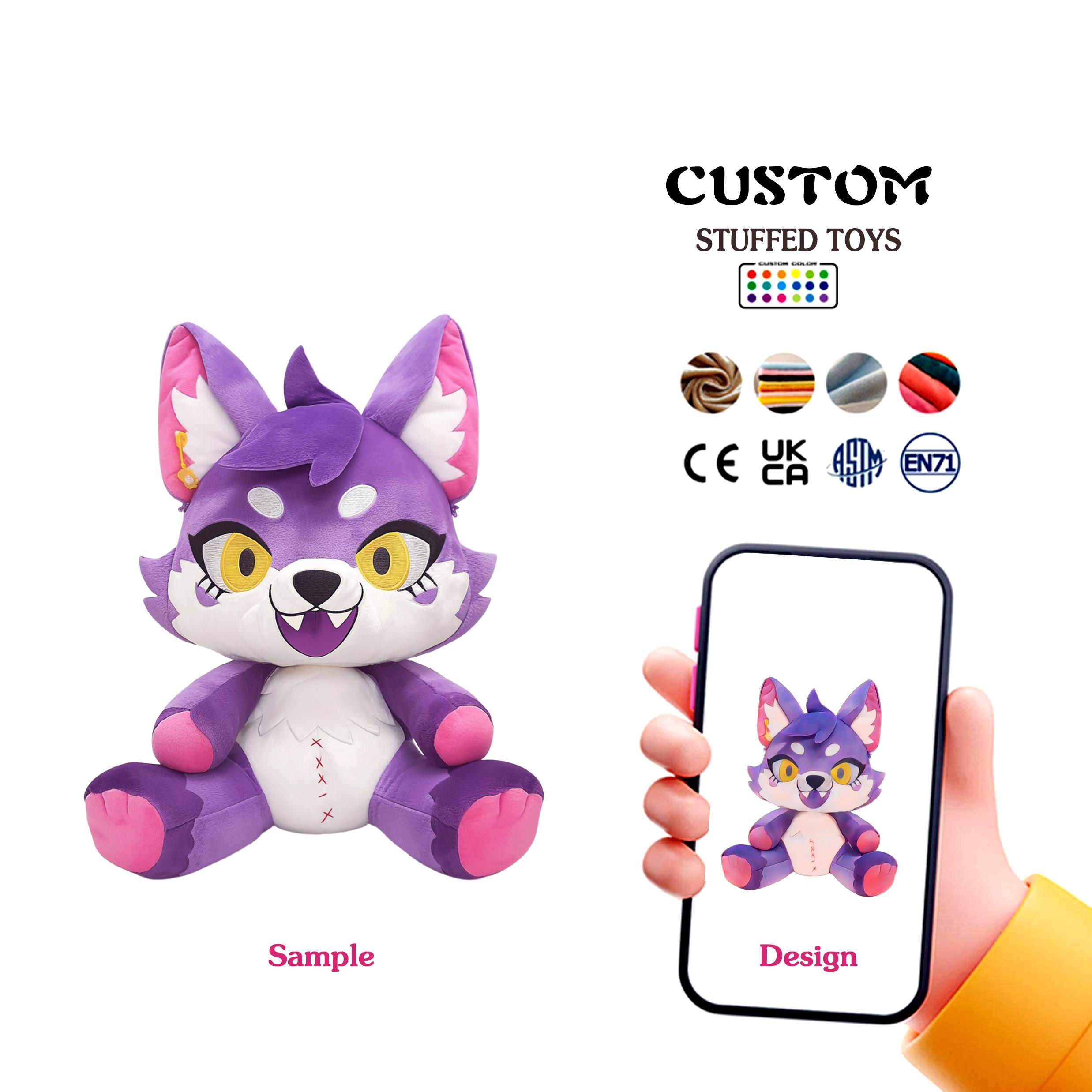 Custom New Design Cartoon Plush Toy Doll  Custom Wolf Push Toy Manufacturer Custom Fox  Animal Toys Customized to any size