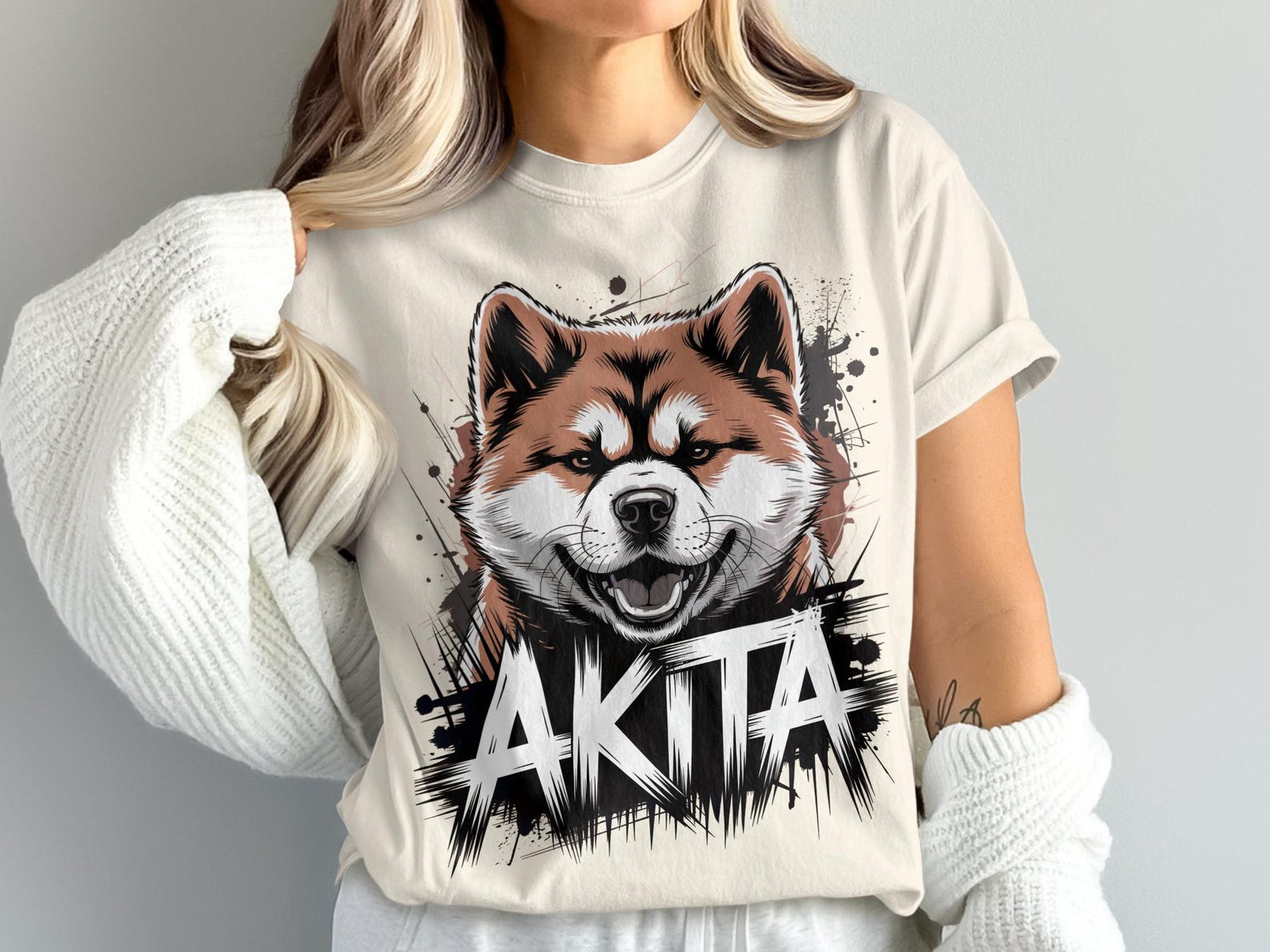 Akita Dog T-Shirt, Stylish Canine Tee, Unique Pet Lover Gift, Animal Graphic, Dog Breed Shirt, Akita Design, Cute Dog Tee M