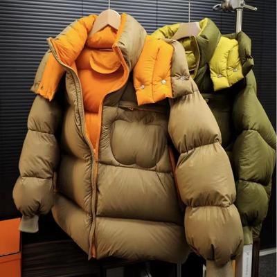 Contrast Color Down Jacket Winter Clothing New College Style Small Thickened Warm Hooded Down Jacket Women's Clothing