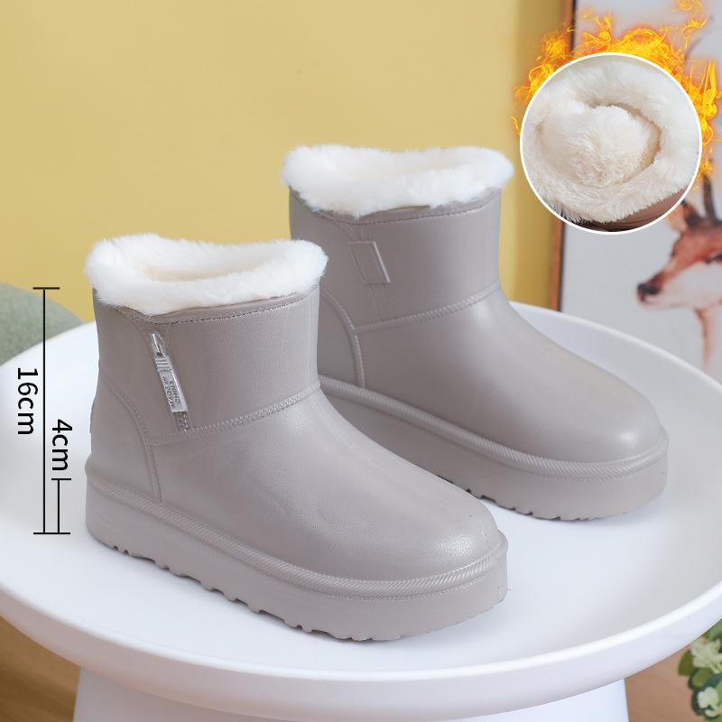 Winter Waterproof Women's Snow Boots Round Toe Platform Ladies Shoes Plush Padded Footwear